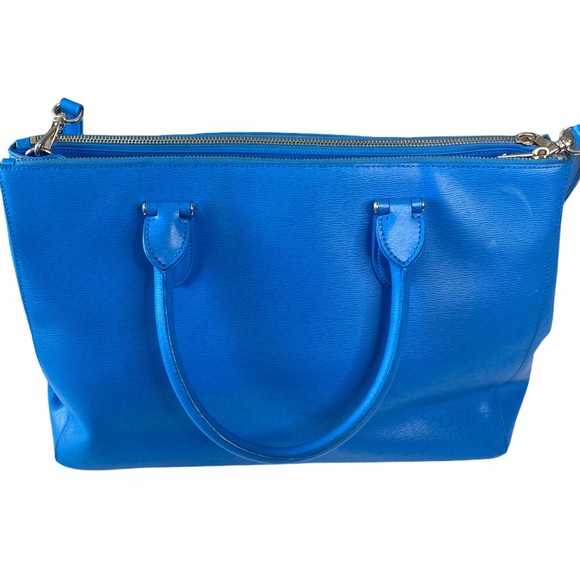 LRL Ralph Lauren ♔ Newbury Double Zip Large Leather Satchel Handbag ♔ Pacific - Picture 6 of 16